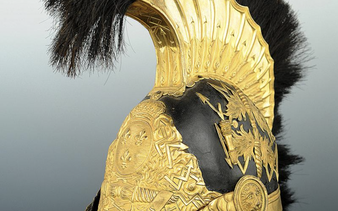 CASQUE D&rsquo;OFFICIER SUPÉRIEUR DES GENDARMES DE LA MAISON DU ROI 1814-1816, ayant appartenu au COMTE DURFORT, RESTAURATION