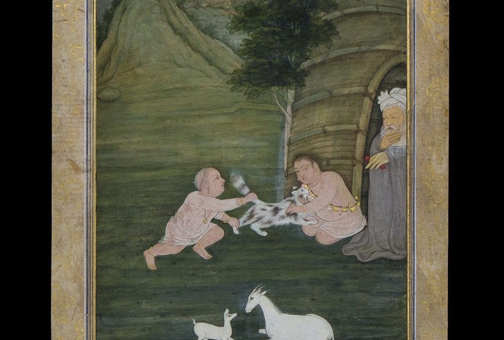 Enfants jouant avec un chat